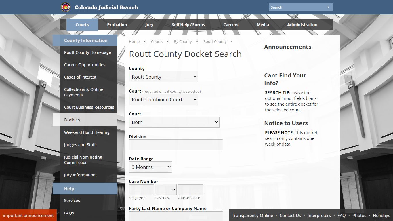 Colorado Judicial Branch - Routt County - Dockets